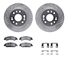 7312-48057 Drilled/Slotted Brake Rotor with 3000-Series Ceramic Brake Pads Kit & Hardware [Silver], 2005-2008 GM, Position: Fron - image 1
