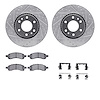 7312-48058 Drilled/Slotted Brake Rotor with 3000-Series Ceramic Brake Pads Kit & Hardware [Silver], 2006-2009 GM, Position: Fron - image 1