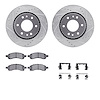 7312-48059 Drilled/Slotted Brake Rotor with 3000-Series Ceramic Brake Pads Kit & Hardware [Silver], 2006-2009 GM, Position: Fron - image 1