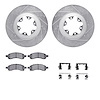 7312-48060 Drilled/Slotted Brake Rotor with 3000-Series Ceramic Brake Pads Kit & Hardware [Silver], 2009-2012 GM, Position: Fron - image 1