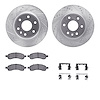 7312-48061 Drilled/Slotted Brake Rotor with 3000-Series Ceramic Brake Pads Kit & Hardware [Silver], 2007-2017 GM, Position: Fron - image 1