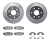 7312-48062 Drilled/Slotted Brake Rotor with 3000-Series Ceramic Brake Pads Kit & Hardware [Silver], 2007-2014 GM, Position: Rear - image 1