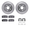 7312-48064 Drilled/Slotted Brake Rotor with 3000-Series Ceramic Brake Pads Kit & Hardware [Silver], 2010-2017 GM, Position: Rear - image 1