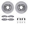 7312-48065 Drilled/Slotted Brake Rotor with 3000-Series Ceramic Brake Pads Kit & Hardware [Silver], 2005-2020 GM, Position: Fron - image 1