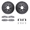 7312-48066 Drilled/Slotted Brake Rotor with 3000-Series Ceramic Brake Pads Kit & Hardware [Silver], 2009-2020 GM, Position: Fron - image 1