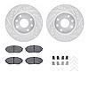 7312-50004 Drilled/Slotted Brake Rotor with 3000-Series Ceramic Brake Pads Kit & Hardware [Silver], 1989-1993 GM, Position: Fron - image 1