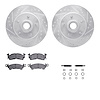 7312-51001 Drilled/Slotted Brake Rotor with 3000-Series Ceramic Brake Pads Kit & Hardware [Silver], 1991-1996 GM, Position: Fron - image 1