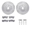 7312-51002 Drilled/Slotted Brake Rotor with 3000-Series Ceramic Brake Pads Kit & Hardware [Silver], 1991-1996 GM, Position: Fron - image 1