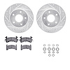 7312-52002 Drilled/Slotted Brake Rotor with 3000-Series Ceramic Brake Pads Kit & Hardware [Silver], 1978-1981 GM, Position: Rear - image 1