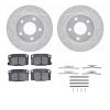 7312-52005 Drilled/Slotted Brake Rotor with 3000-Series Ceramic Brake Pads Kit & Hardware [Silver], 1990-1990 GM, Position: Rear - image 1