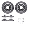 7312-52006 Drilled/Slotted Brake Rotor with 3000-Series Ceramic Brake Pads Kit & Hardware [Silver], 1985-1992 GM, Position: Rear - image 1