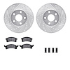 7312-52007 Drilled/Slotted Brake Rotor with 3000-Series Ceramic Brake Pads Kit & Hardware [Silver], 1990-2005 GM, Position: Fron - image 1