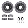7312-52009 Drilled/Slotted Brake Rotor with 3000-Series Ceramic Brake Pads Kit & Hardware [Silver], 1997-2005 GM, Position: Rear - image 1
