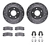 7312-52011 Drilled/Slotted Brake Rotor with 3000-Series Ceramic Brake Pads Kit & Hardware [Silver], 1992-2005 GM, Position: Rear - image 1