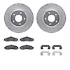 7312-52012 Drilled/Slotted Brake Rotor with 3000-Series Ceramic Brake Pads Kit & Hardware [Silver], 2005-2006 GM, Position: Fron - image 1