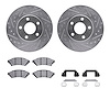 7312-52015 Drilled/Slotted Brake Rotor with 3000-Series Ceramic Brake Pads Kit & Hardware [Silver], 2004-2009 GM, Position: Fron - image 1