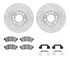 7312-52016 Drilled/Slotted Brake Rotor with 3000-Series Ceramic Brake Pads Kit & Hardware [Silver], 2006-2009 GM, Position: Fron - image 1