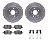 7312-52017 Drilled/Slotted Brake Rotor with 3000-Series Ceramic Brake Pads Kit & Hardware [Silver], 2005-2005 GM, Position: Rear - image 1