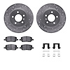 7312-52018 Drilled/Slotted Brake Rotor with 3000-Series Ceramic Brake Pads Kit & Hardware [Silver], 2005-2005 GM, Position: Rear - image 1