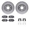 7312-52019 Drilled/Slotted Brake Rotor with 3000-Series Ceramic Brake Pads Kit & Hardware [Silver], 2006-2009 GM, Position: Rear - image 1