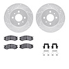 7312-53001 Drilled/Slotted Brake Rotor with 3000-Series Ceramic Brake Pads Kit & Hardware [Silver], 1991-2002 GM, Position: Fron - image 1