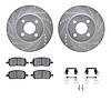 7312-53003 Drilled/Slotted Brake Rotor with 3000-Series Ceramic Brake Pads Kit & Hardware [Silver], 2003-2010 GM, Position: Fron - image 1