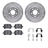 7312-53004 Drilled/Slotted Brake Rotor with 3000-Series Ceramic Brake Pads Kit & Hardware [Silver], 2004-2012 GM, Position: Fron - image 1