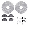 7312-53005 Drilled/Slotted Brake Rotor with 3000-Series Ceramic Brake Pads Kit & Hardware [Silver], 2006-2010 GM, Position: Fron - image 1