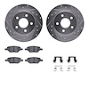 7312-53006 Drilled/Slotted Brake Rotor with 3000-Series Ceramic Brake Pads Kit & Hardware [Silver], 2004-2012 GM, Position: Rear - image 1