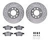 7312-53007 Drilled/Slotted Brake Rotor with 3000-Series Ceramic Brake Pads Kit & Hardware [Silver], 2006-2010 GM, Position: Rear - image 1