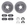 7312-53008 Drilled/Slotted Brake Rotor with 3000-Series Ceramic Brake Pads Kit & Hardware [Silver], 2002-2008 GM, Position: Rear - image 1