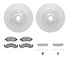 7312-54023 Drilled/Slotted Brake Rotor with 3000-Series Ceramic Brake Pads Kit & Hardware [Silver], 1973-1973 Ford/Lincoln/Mercu - image 1