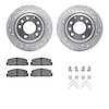 7312-54048 Drilled/Slotted Brake Rotor with 3000-Series Ceramic Brake Pads Kit & Hardware [Silver], 2003-2005 Ford/Lincoln/Mercu - image 1