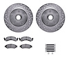 7312-54050 Drilled/Slotted Brake Rotor with 3000-Series Ceramic Brake Pads Kit & Hardware [Silver], 1986-1993 Ford/Lincoln/Mercu - image 1