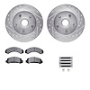 7312-54055 Drilled/Slotted Brake Rotor with 3000-Series Ceramic Brake Pads Kit & Hardware [Silver], 1983-1994 Ford/Lincoln/Mercu - image 1