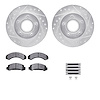 7312-54057 Drilled/Slotted Brake Rotor with 3000-Series Ceramic Brake Pads Kit & Hardware [Silver], 1990-1994 Ford/Lincoln/Mercu - image 1