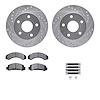 7312-54058 Drilled/Slotted Brake Rotor with 3000-Series Ceramic Brake Pads Kit & Hardware [Silver], 1990-1997 Ford/Lincoln/Mercu - image 1