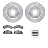 7312-54061 Drilled/Slotted Brake Rotor with 3000-Series Ceramic Brake Pads Kit & Hardware [Silver], 1993-1994 Ford/Lincoln/Mercu - image 1