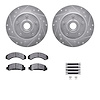 7312-54062 Drilled/Slotted Brake Rotor with 3000-Series Ceramic Brake Pads Kit & Hardware [Silver], 1991-1994 Ford/Lincoln/Mercu - image 1