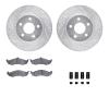 7312-54065 Drilled/Slotted Brake Rotor with 3000-Series Ceramic Brake Pads Kit & Hardware [Silver], 1989-1990 Ford/Lincoln/Mercu - image 1