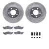 7312-54066 Drilled/Slotted Brake Rotor with 3000-Series Ceramic Brake Pads Kit & Hardware [Silver], 1991-1992 Ford/Lincoln/Mercu - image 1
