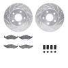 7312-54068 Drilled/Slotted Brake Rotor with 3000-Series Ceramic Brake Pads Kit & Hardware [Silver], 1986-1992 Ford/Lincoln/Mercu - image 1