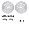 7312-54071 Drilled/Slotted Brake Rotor with 3000-Series Ceramic Brake Pads Kit & Hardware [Silver], 1987-1988 Ford/Lincoln/Mercu - image 1