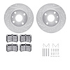 7312-54074 Drilled/Slotted Brake Rotor with 3000-Series Ceramic Brake Pads Kit & Hardware [Silver], 1990-1998 Ford/Lincoln/Mercu - image 1
