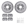 7312-54075 Drilled/Slotted Brake Rotor with 3000-Series Ceramic Brake Pads Kit & Hardware [Silver], 1994-1997 Ford/Lincoln/Mercu - image 1