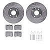7312-54076 Drilled/Slotted Brake Rotor with 3000-Series Ceramic Brake Pads Kit & Hardware [Silver], 1990-2003 Ford/Lincoln/Mercu - image 1