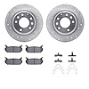7312-54080 Drilled/Slotted Brake Rotor with 3000-Series Ceramic Brake Pads Kit & Hardware [Silver], 1998-2002 Ford/Lincoln/Mercu - image 1
