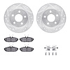 7312-54082 Drilled/Slotted Brake Rotor with 3000-Series Ceramic Brake Pads Kit & Hardware [Silver], 1993-1998 Ford/Lincoln/Mercu - image 1