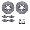 7312-54083 Drilled/Slotted Brake Rotor with 3000-Series Ceramic Brake Pads Kit & Hardware [Silver], 1994-1998 Ford/Lincoln/Mercu - image 1