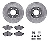 7312-54084 Drilled/Slotted Brake Rotor with 3000-Series Ceramic Brake Pads Kit & Hardware [Silver], 1993-1997 Ford/Lincoln/Mercu - image 1